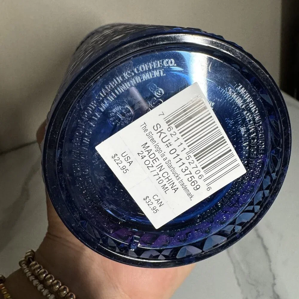 2021 Starbucks Cobalt Grid‎ Cold Cup Straw 20 oz NEW